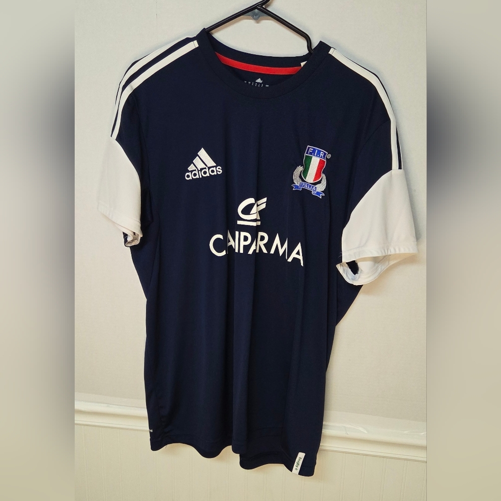Italy National Team Soccer Jersey Mens XL 2013-2014 Adidas Away Blue Futbol